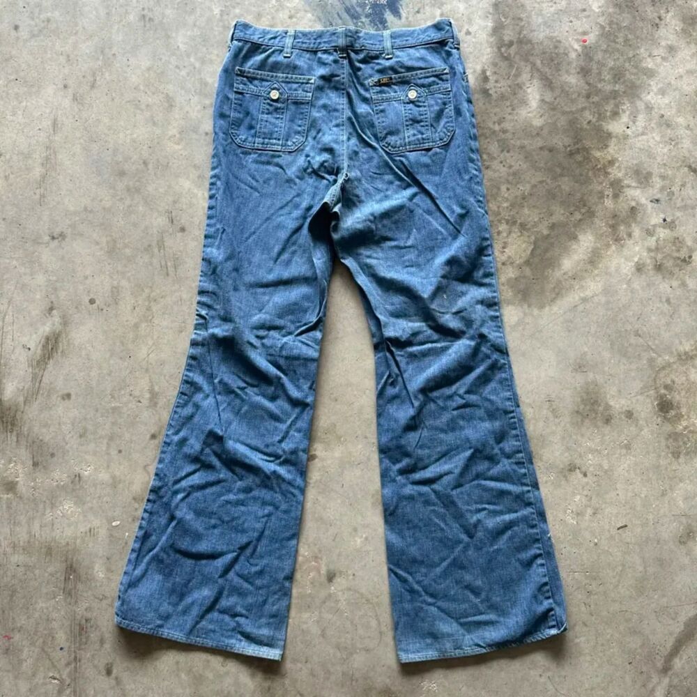 Vintage 70s Lee Flared Denim Jeans Size 34x32